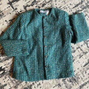 Alfred Dunner Teal Twead Blazer Womens 10P